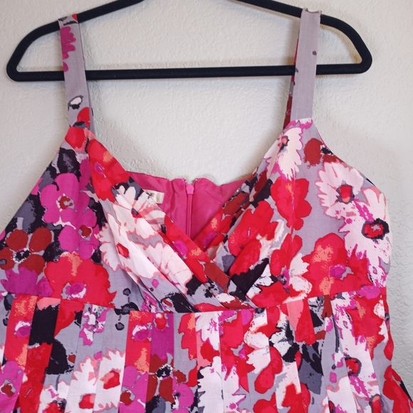 Evan Picone Floral Pleated Sweetheart Neckline Lightweight Cotton Lined Dress 16 - Picture 4 of 13